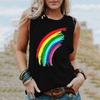 Canottiere Arcobaleno Estive Stampa 3D Donna Moda Casual Streetwear Oversize Scollo a O Canotta Senza Maniche Spalle Scoperte Donna Canottiera