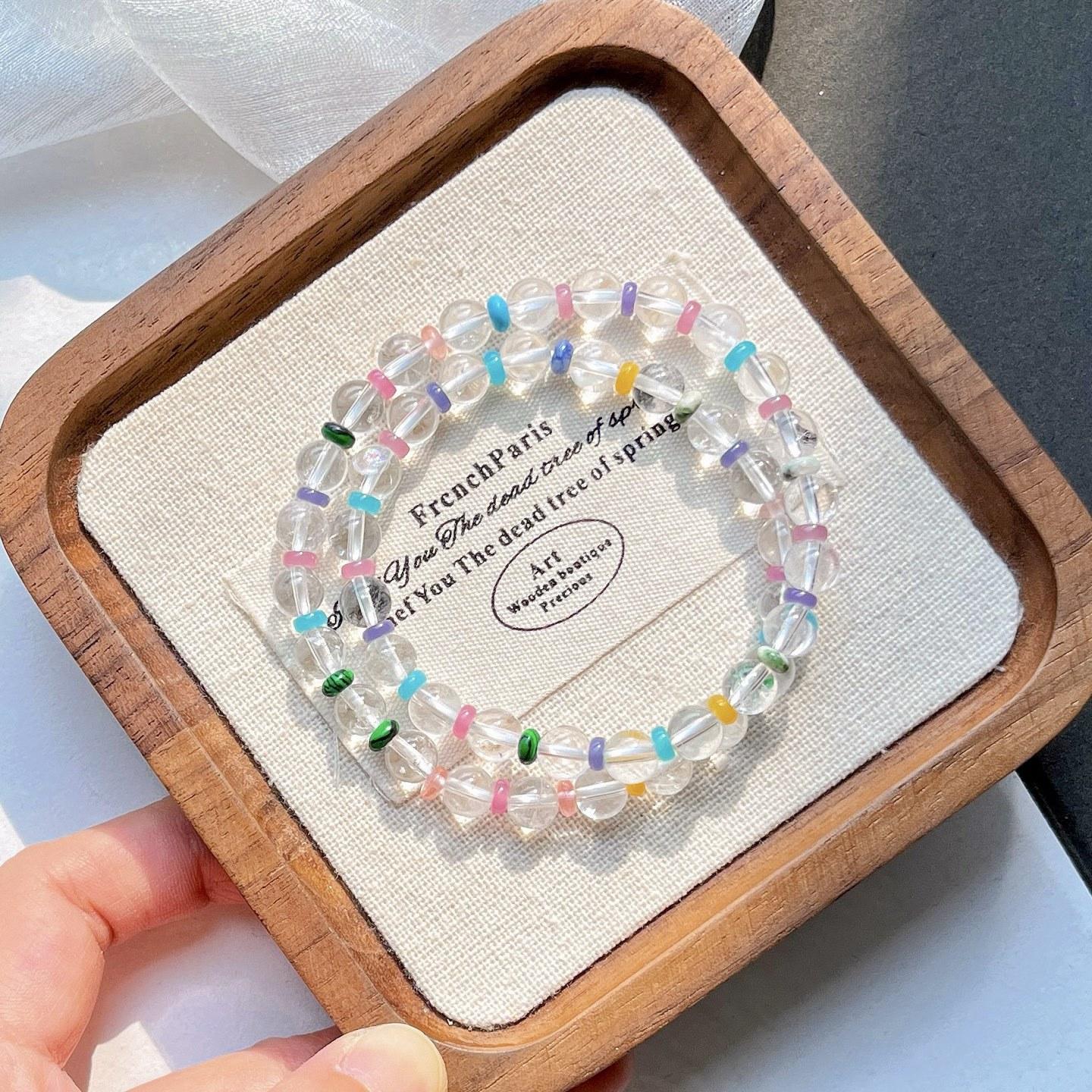 Happy Dopamine Colored Quartzite Natural White Crystal Design Bracelet Bracelet.