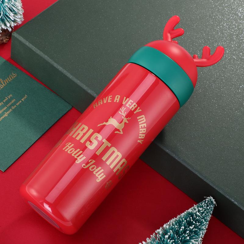 Christmas Stainless Steel Tumbler, 300ml Insulated Thermos Cup with Lid, Festive Holiday Themed Mug for Coffee & Drinks, Cute Xmas Gift Idea
