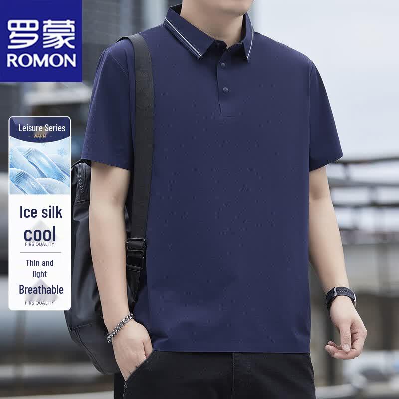 ROMON Men s Summer Ice Silk Polo Shirt 5XL