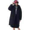 Anta Letter Zipper Hooded Comfortable Breathable Versatile Casual Long Down Jacket Women outerwear Basic-Black 962448902-4