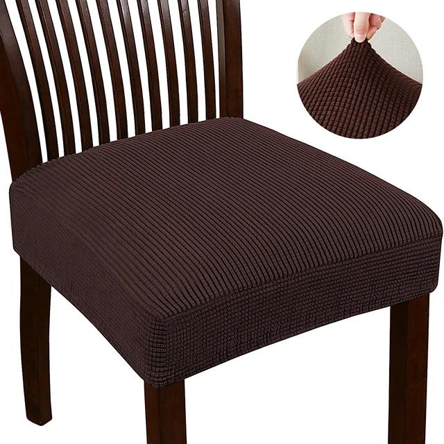 

Jacquard Chair Cover Spandex Elastic Dining Room Chair Cushion Cover Washable Removable Protector For Kitchen Wedding Banquet 1 PCS
