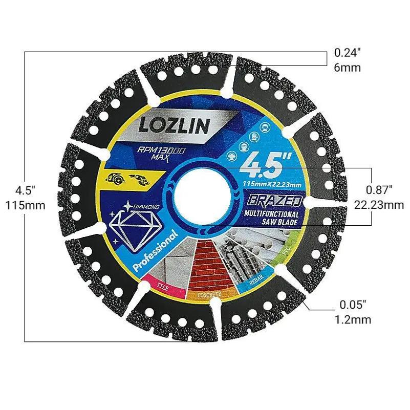 3PCS 4.5Inch Multi Material Cutting Blades for Dry Cut Metal Tile Stone Plastic Angle Grinder Saw Alloy Cast Iron Marble Tool