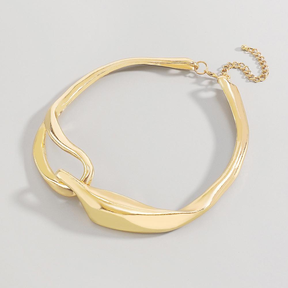 

New Chunky Metal Buckle Collar Necklace for Women Unisex Abstract Choker Necklace