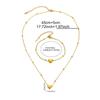 Stainless Steel Gold Color Heart Love Chain Necklace Bracelets Earrings For Women Girl   Non-Fading Jewelry Set