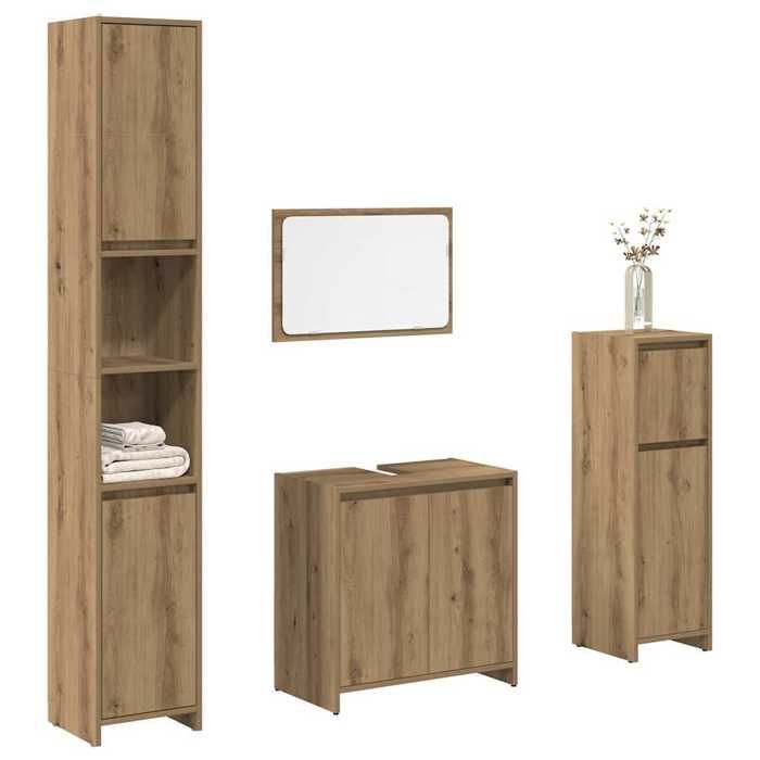 VidaXL 4-piece Bathroom Furniture Set Engineered Wood, Bathroom Cabinet, Bathroom Cupboard, Furniture 3328556