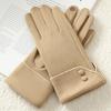 Full Finger Women Suede Gloves Plush Winter Mittens Vintage  Gloves  Sports