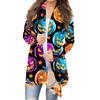 Women's Fashion Casual Halloween Printed Mid-Length Irregular Hem Cardigan Jacket