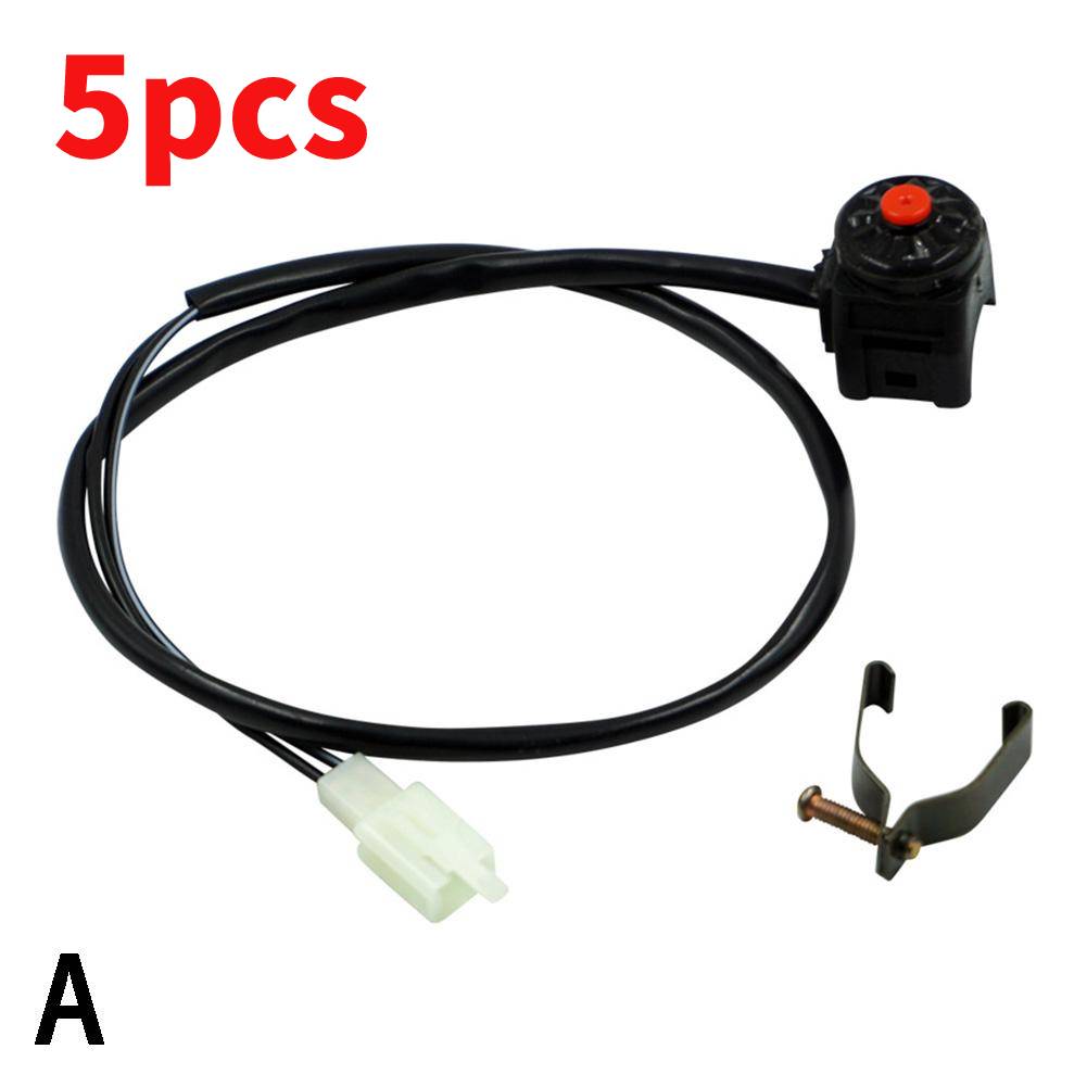 

5PCS Universal Motorcycle Kill Stop Switch Red Push Button Horn Starter Dirt Bike ATV UTV Dual Sport For 22mm Handlebar Mounted