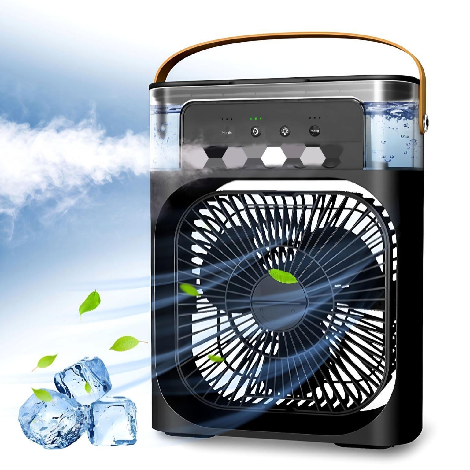 2-in-1 Office Humidifier Fan: Compact Desktop Cooler with Spray for Temperature Reduction Color Box Packaging