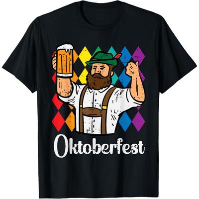 Oktoberfest Man Lederhosen Vintage German Costume Dad Men T-Shirt