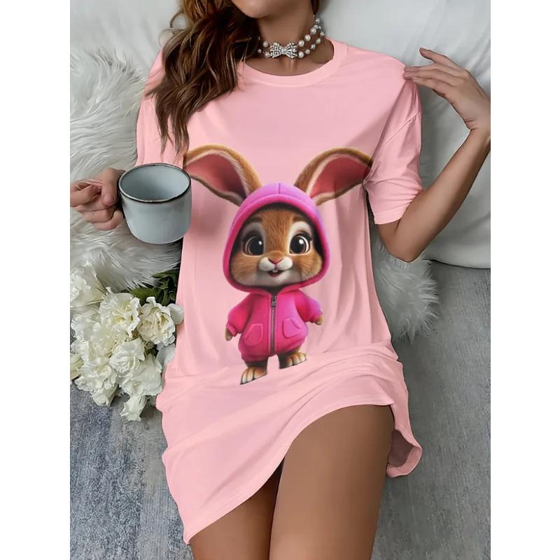 Summer Ladies 3D Printed Short Sleeve Dress Fashion Versatile Trend Breathable Casual