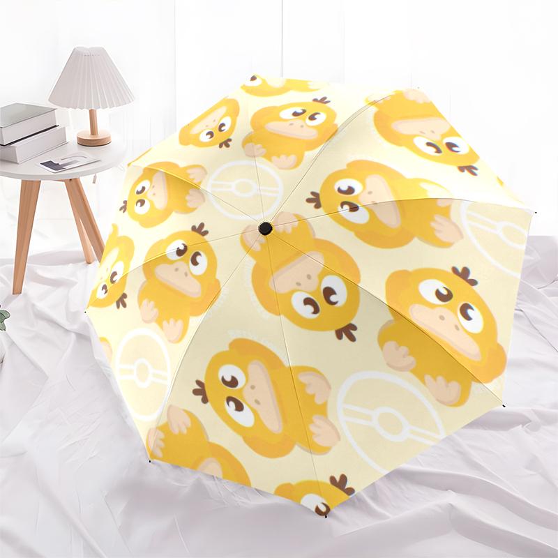 Psyduck Cartoon Pattern, Automatic Folding Umbrella, Portable and Foldable Design, 8 Ribs, a Christmas or Birthday Gift.