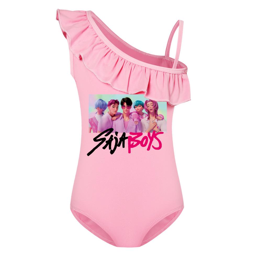 

5028 Kids Girls Sajaboys Rumi Mira Zoey Print Swimsuit Swimming One-piece Bodysuit Swimwear 140cm