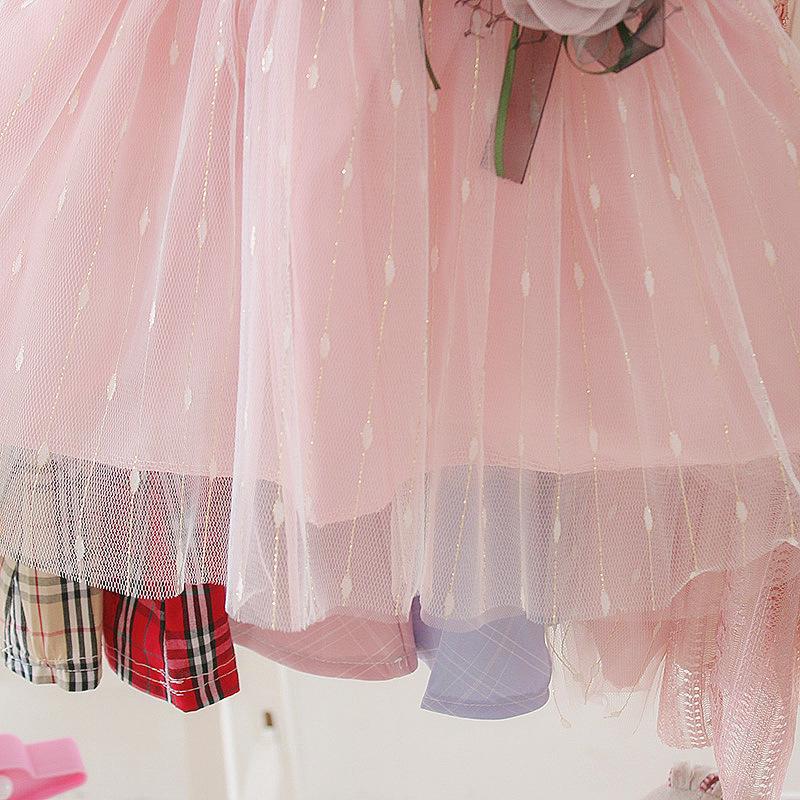 Baby Girl Solid Color Princess Dress: Infant & Toddler Summer Mesh Patchwork Outfit (0-3 Years)