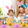 Set Of 4, Easter Party Decoration Rabbit Egg Honeycomb Ball Ornament Tabletop Arrangement Honeycomb Table Swing