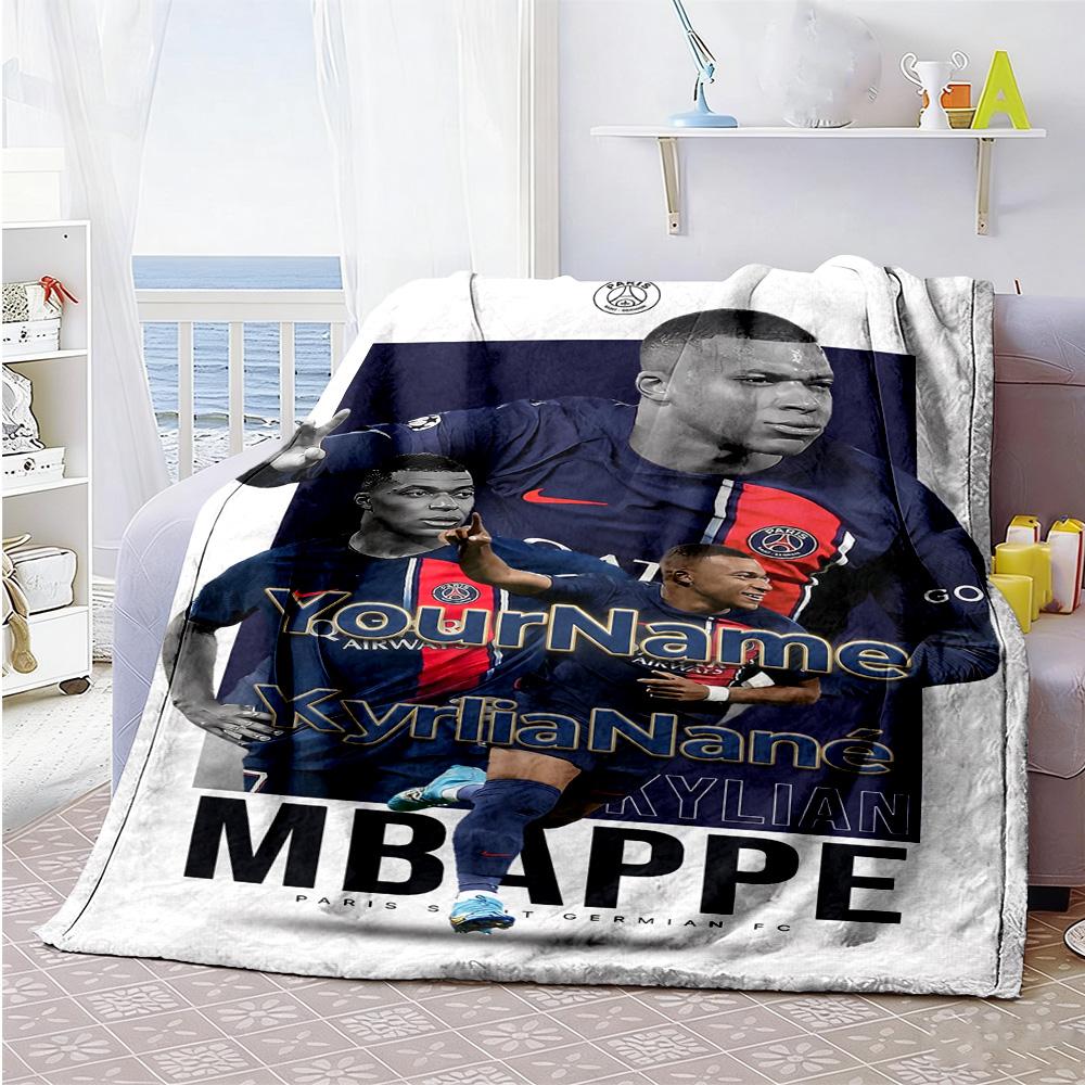 Mbappe 126 Customize Your Name Blanket Cozy Customizable Blanket Warmthful Decor Suitable for Office Nap Picnics Sofa for All Occasions