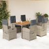 Vidaxl 7-Cz. Set di Mobili da Giardino con Cuscini, Grigio, Rattan PE