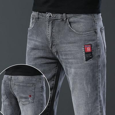 Slacks Fashion European American Style Stretch Men Luxury Jeans Grey Plus Size Men's Denim Pants Slim Straight Gentleman Size 26-38