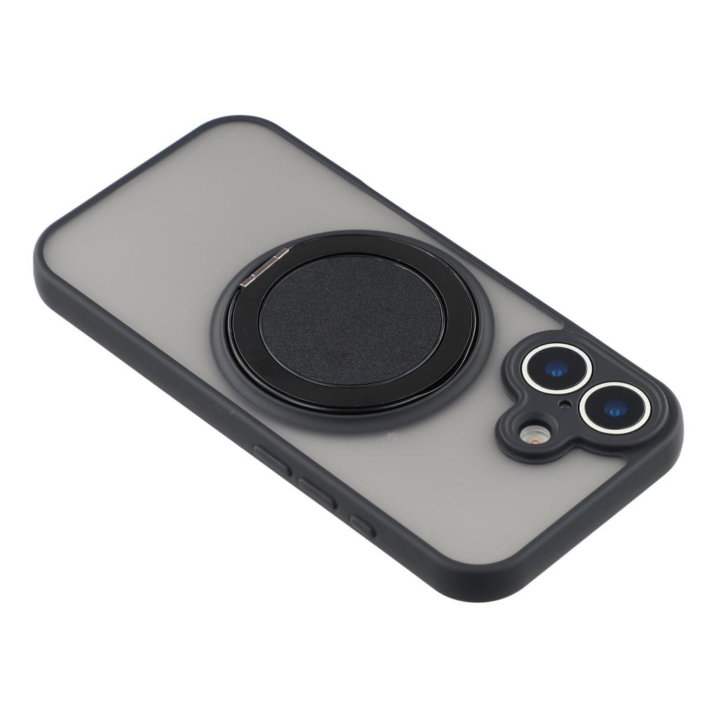 For iPhone 17 Case Rotating Metal Kickstand Skin Touch TPU PC Phone Back Cover