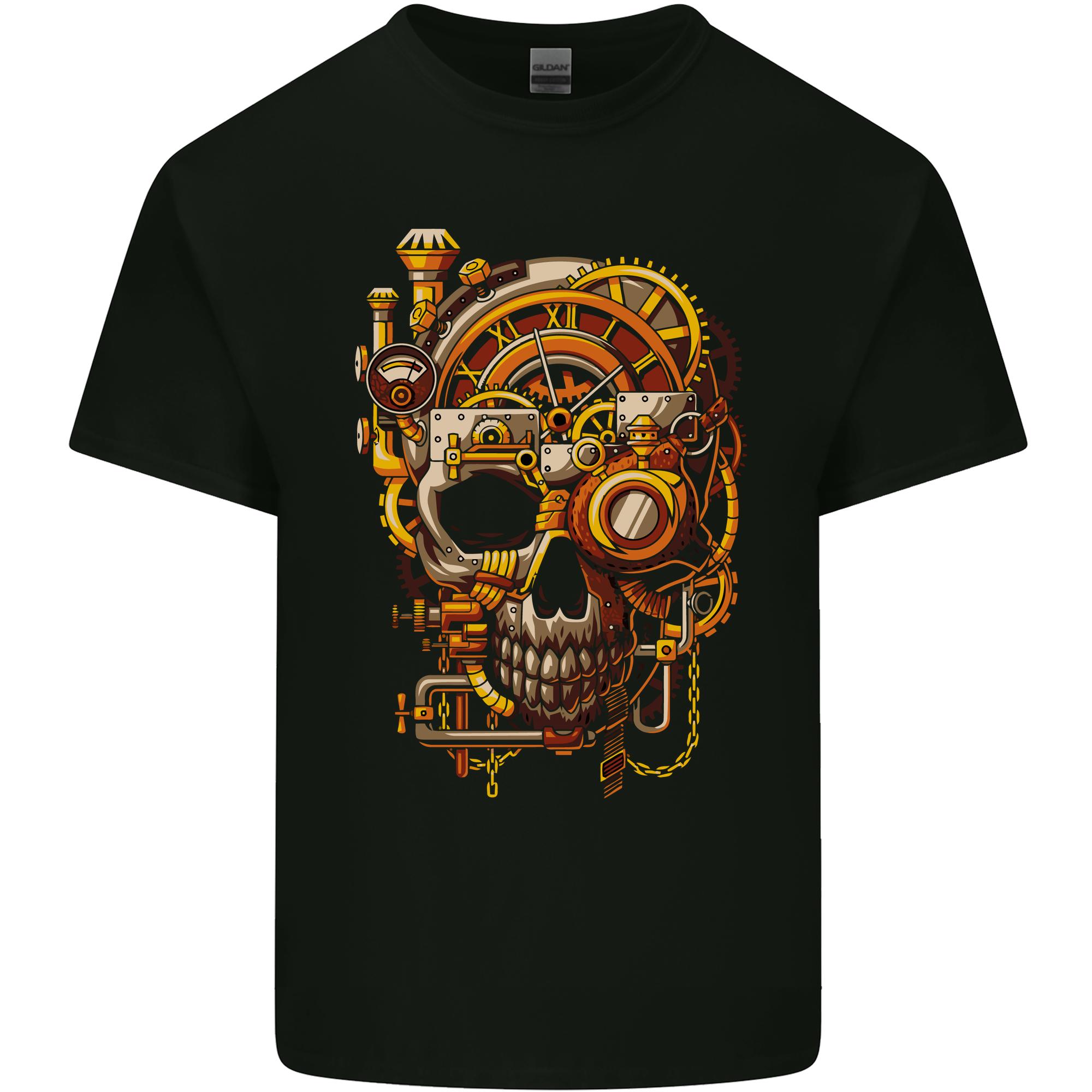 Steampunk Skull Unisexs Light Cotton TShirt S