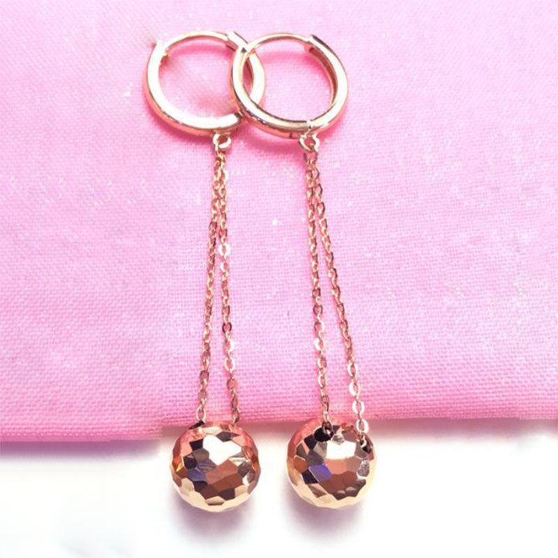 Фиолетовые Золотые Блестящие Лазерные Шарообразные Серьги, Простые Серьги с Покрытием из Розового Золота, Подчеркивающие Характер.