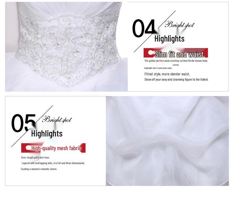 2025 Bílé šněrovací šaty bez ramínek v korejském stylu, délka až na zem, organzové svatební šaty