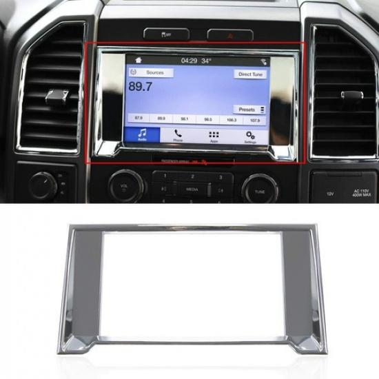 Chrome Dashboard GPS Navigation Panel Decoration Frame Trim Cover for Ford F150