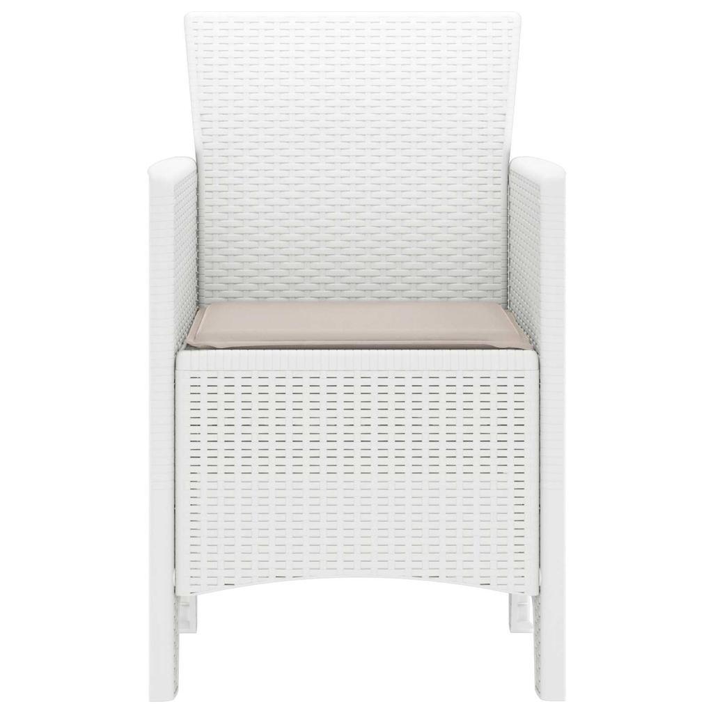 Garden Chair with Cushion 2 pcs White 53 x 49 x 85 cm Polypropylene