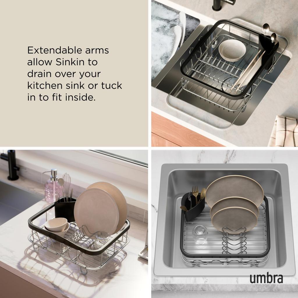 Umbra SINKIN DISH RACK Dish 21004292047 MULTI-USE (Sinkin 3-Way Rack) Black/Nickel