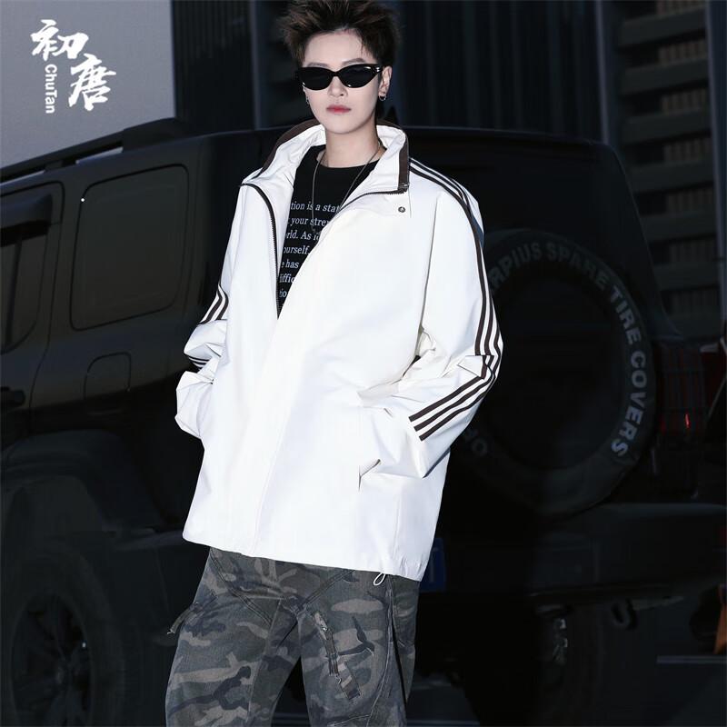 Men's Retro Striped Stand-Up Collar Jacket