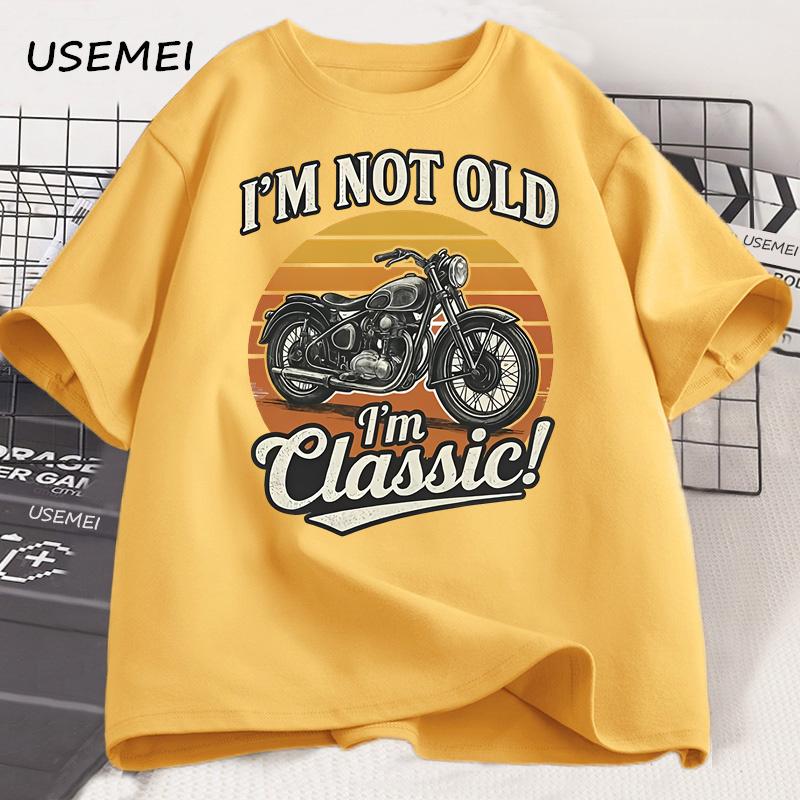 Vintage Motorcycle T Shirt Men Retro Motorcycle Graphic Tee Short-Sleeved Comfortable Soft Loose Tee Trend Street Cotton Tops