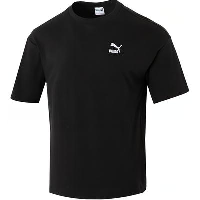 Puma T-shirt unisex z nadrukiem logo, z okrągłym dekoltem, z krótkim rękawem, oddychający, czarny 627004-01