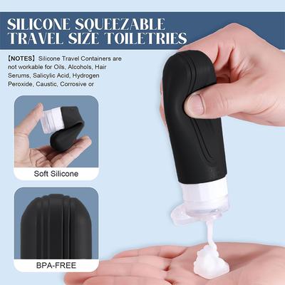 90ml/Conjunto Frascos de Cosméticos de Viagem de Silicone Recipientes Vazio Squeeze à Prova de Vazamento Frasco Recarregável Para Shampoo Condicionador Loção