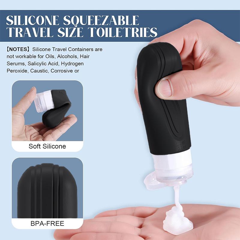 

90 мл/набор Силиконовые дорожные косметические бутылочки Пустые сжимаемые контейнеры Герметичная многоразовая бутылка для шампуня, кондиционера, лосьона
