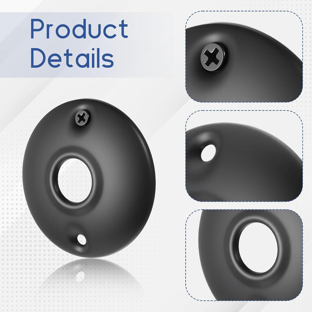 2 Pcs Vintage Door Knob Classic Old Style Door Knob Plates Round Rosettes Matte Black Doors Knobs Scar Plates Replacement for Interior Doors