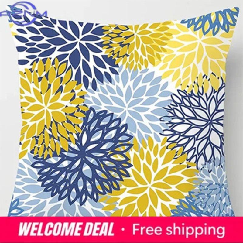 Heimdekoration Bunte Blumen- und Geometrische Muster Muster Kissenbezug Geeignet für Sofa Schlafzimmer Auto Kissenbezug