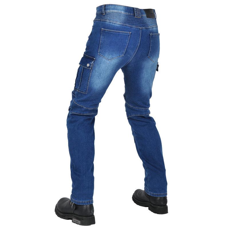Motorcycle jeans men, winter retro locomotive pants fleece cycling pants, silicone protective gear