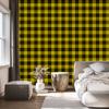 Yellow Checkered Wallpaper Yellow, Black and Ochre for Living Room and Bedroom 50x1000