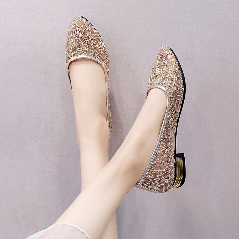 Classic Sweet Flats Women Summer Casual Slip on Pointed Toe Fashion Shoes for Women Solid Bling Casual Shoes Plus Size 35 1638₽