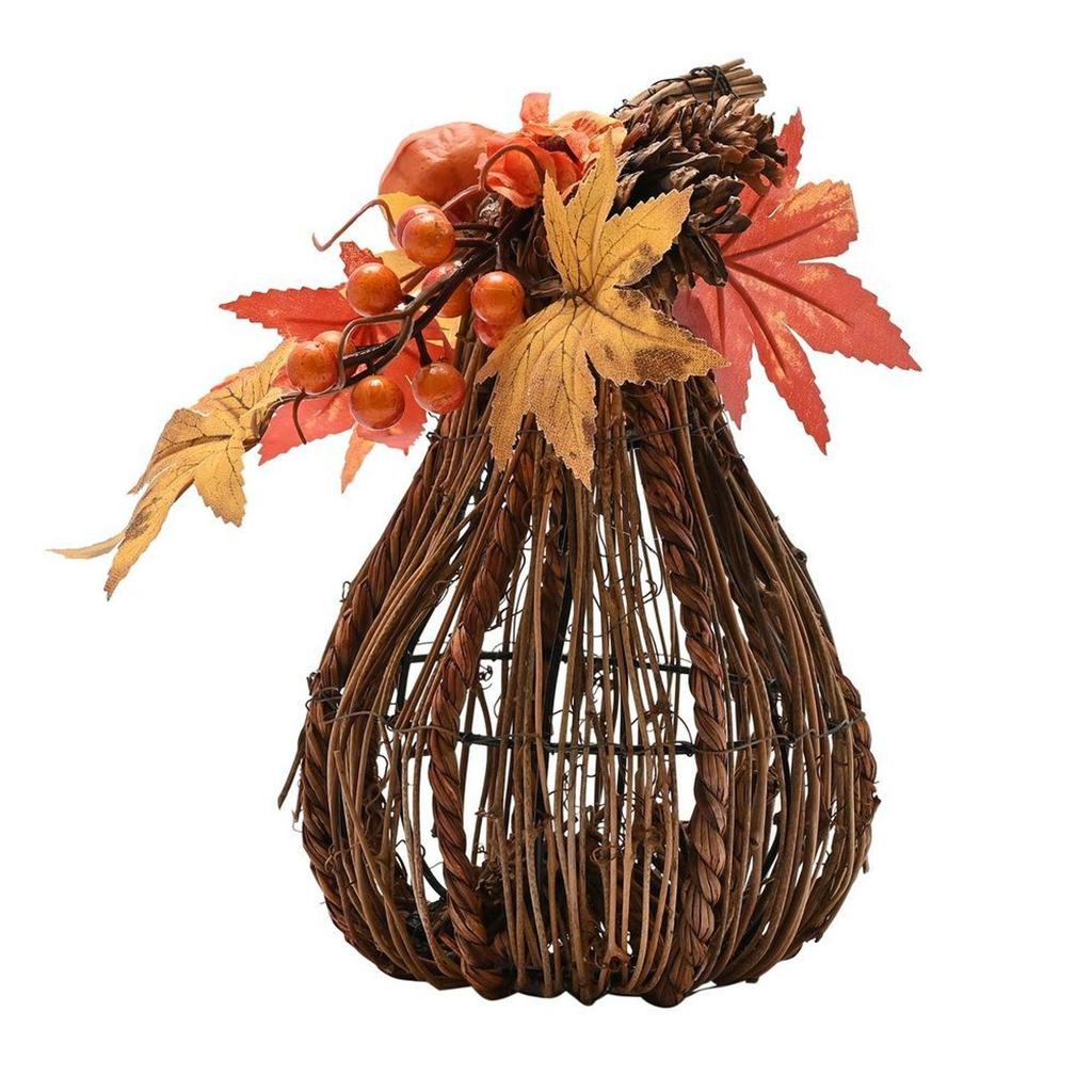 Country Living Handmade Natural Rattan Tall Pumpkin Decoration