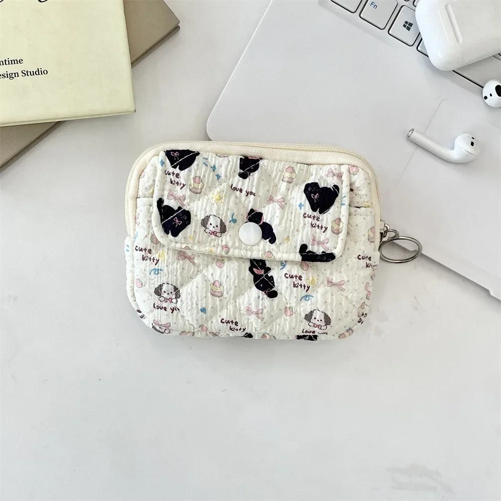 Cartoon Printing Mini Canvas Coin Purse Multifuctional Small Lipstick Bag Jewelry Packing Bag Card Holder