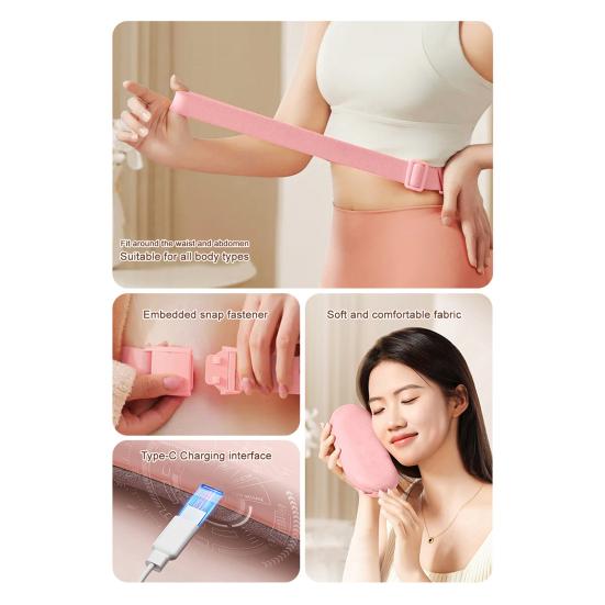 Portable Period Heating Pad Rechargeable Belt with LED Display 6 Temp & Vibration Modes Cramp Relief Massage Pad for Women