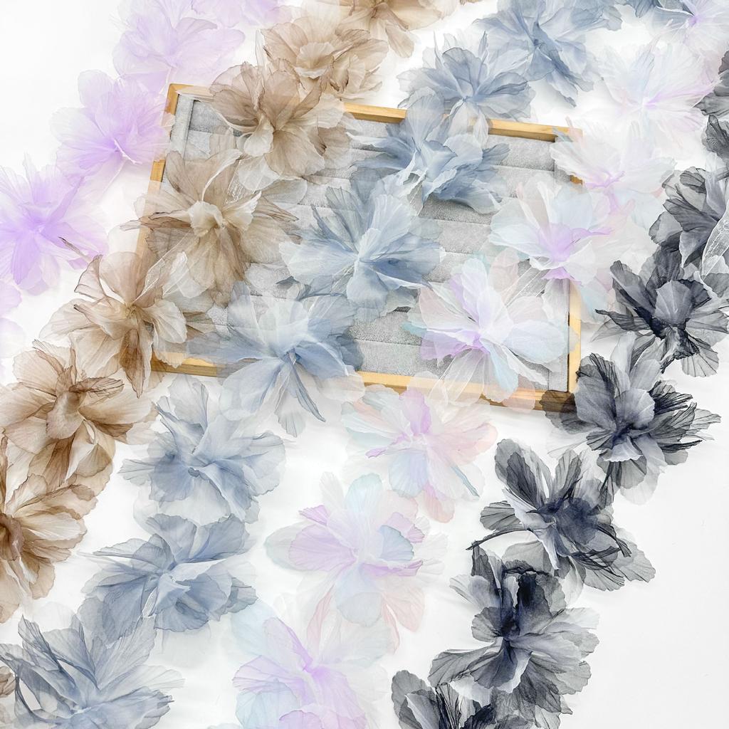 Colorful Gradual Change Gauze Three-Dimensional Flower Clothing With Shoes, Hats, Bags, Children'S Clothing Accessories, Decorative Flowers