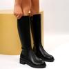 Autumn and Winter New Knight Long Boots Female Shoes Black Thick Heeled Leather Knee High Boots for Women Side Zip Bota Mujer