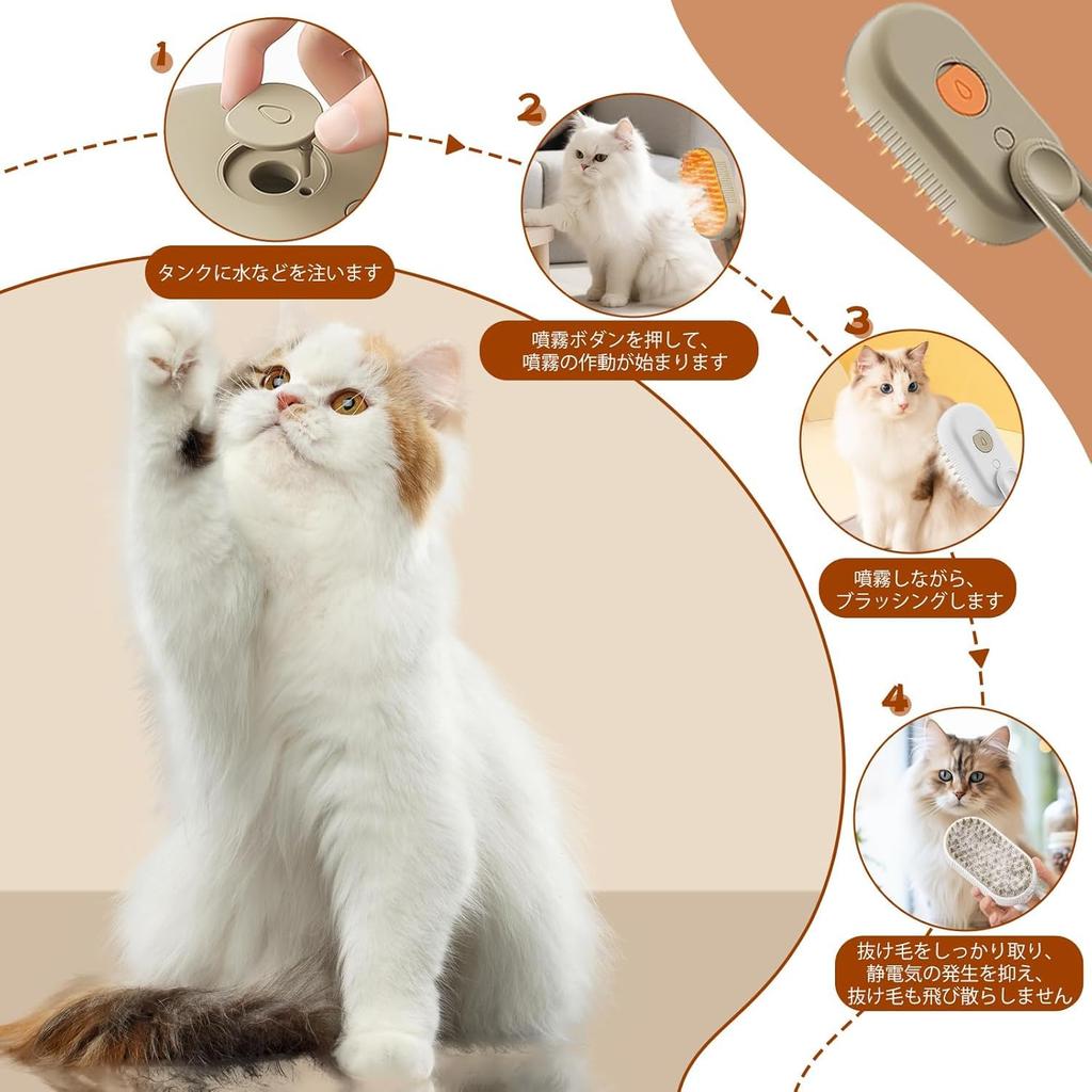 Ylfcly 2024 New Pet Steaming Cat Pet Brush for Hair USB Slicker Cat Dog Pet Grooming Brush for Long and Short Cat Dog Unisex Brush Brush, Dogs,