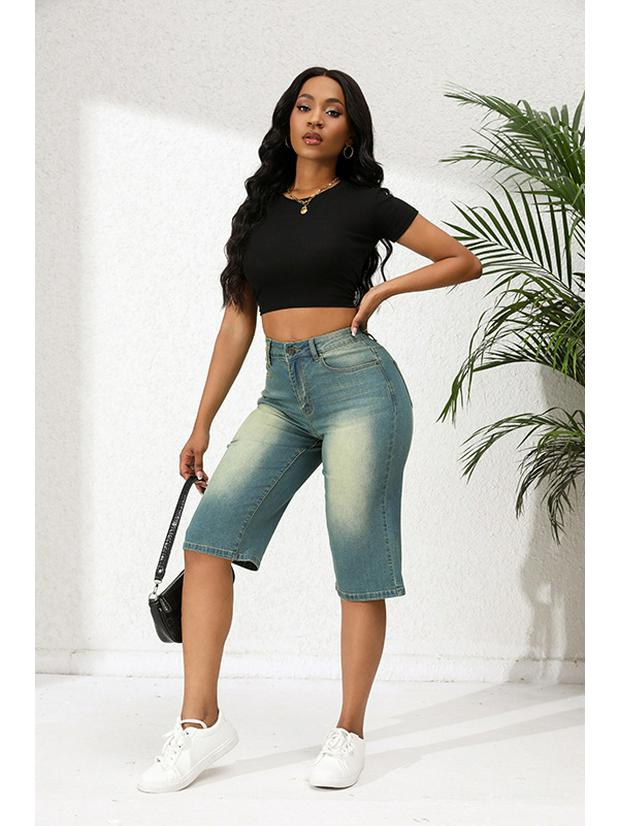 2024 Women s Straight Leg Jeans - Summer Loose Fit, European & American Fashion, Casual Mid-Length Pants S