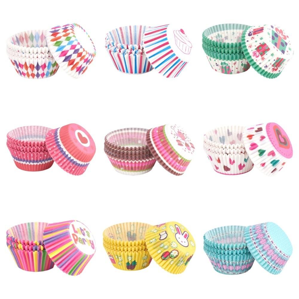 100pcs Colorful Cupcake Liners Greaseproof Paper Standard Size Baking Cups Food Grade Nonstick Molds Muffin Liners