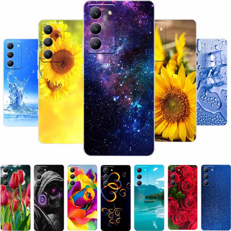 For Redmi 15 4G Phone Case Fashion Flowers Transparent Silicone TPU Soft Back Cover Case For Xiaomi Redmi 15 5G Case Redmi15 Bag