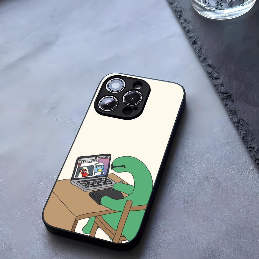 Dinosaur J-Joguman S-Studio Cute Phone Case Tempered Glass For IPhone 17 13 14 16 12 15 11 Pro Max Plus Mini X XR SE2020 Coque